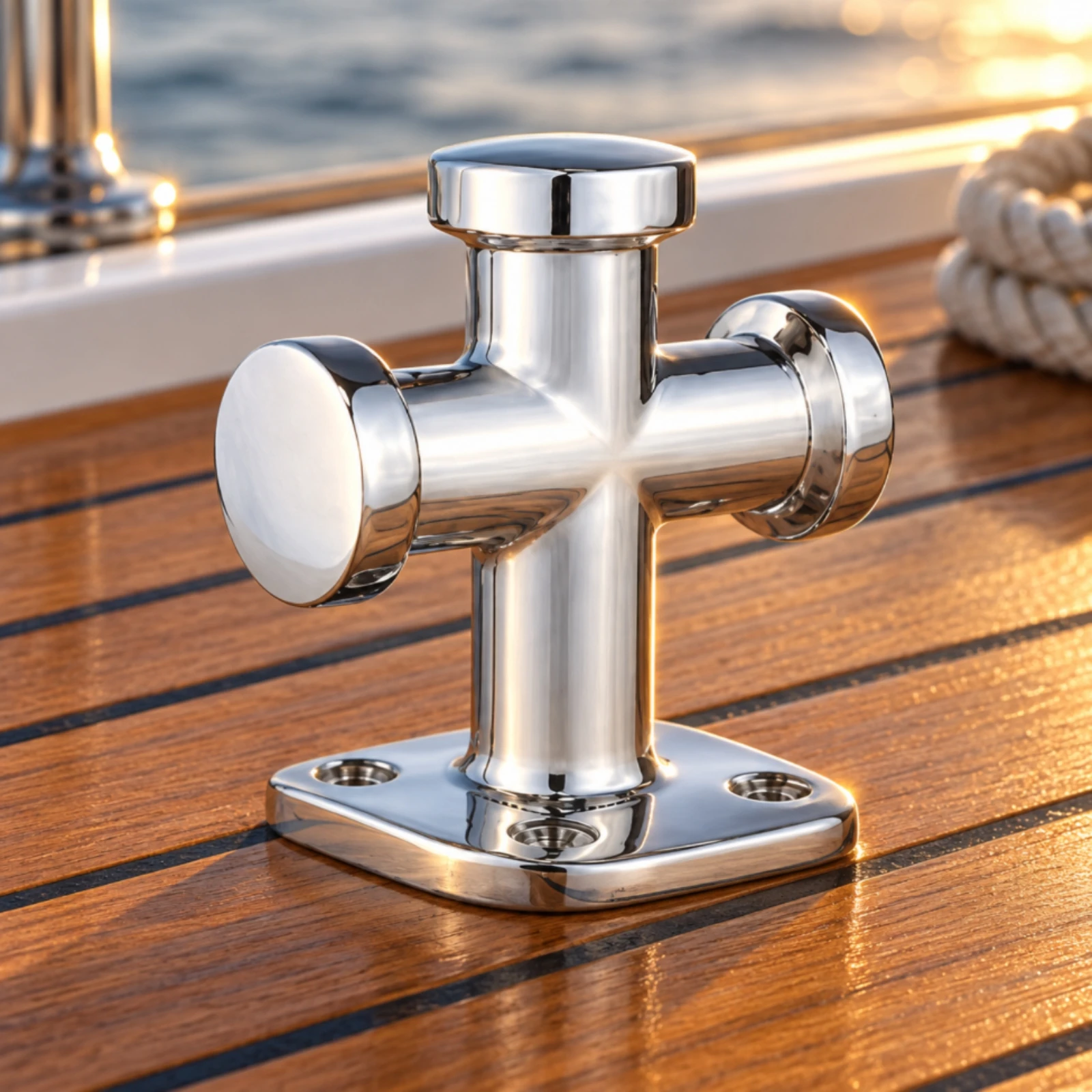 316 Stainless Steel Boat Cleat Pre-Drilled Cross-Shaped Mooring Cleat Hardware Easy to Install Long-Lasting