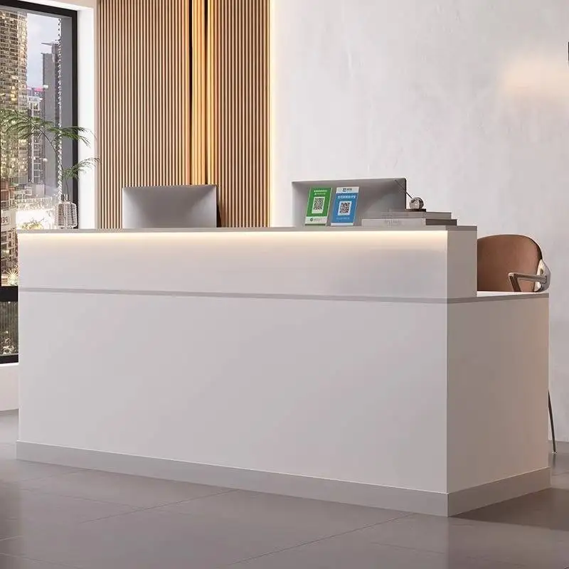 Oranje Decor Receptiebalies Opbergruimte Kassa Laden Moderne Receptiebalies Wit Klassiek Mostrador Recepcion Kantoormeubilair