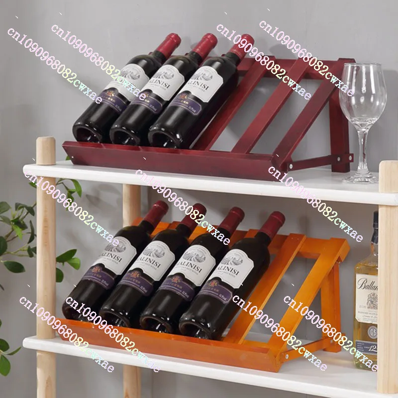 

Wooden Red Wine Rack, Small Wine Holder, Oblique Wine Bottle Bracket, Household Cabinet Display Rack, Solid Wood Decoration