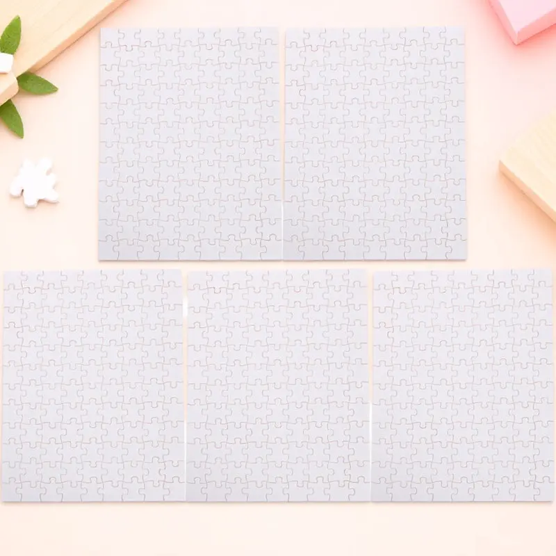 

5 Sheets Wooden Blank Sublimation Puzzle DIY Heat Transfer Craft Jigsaw for Custom Photos Family Friends Creativity