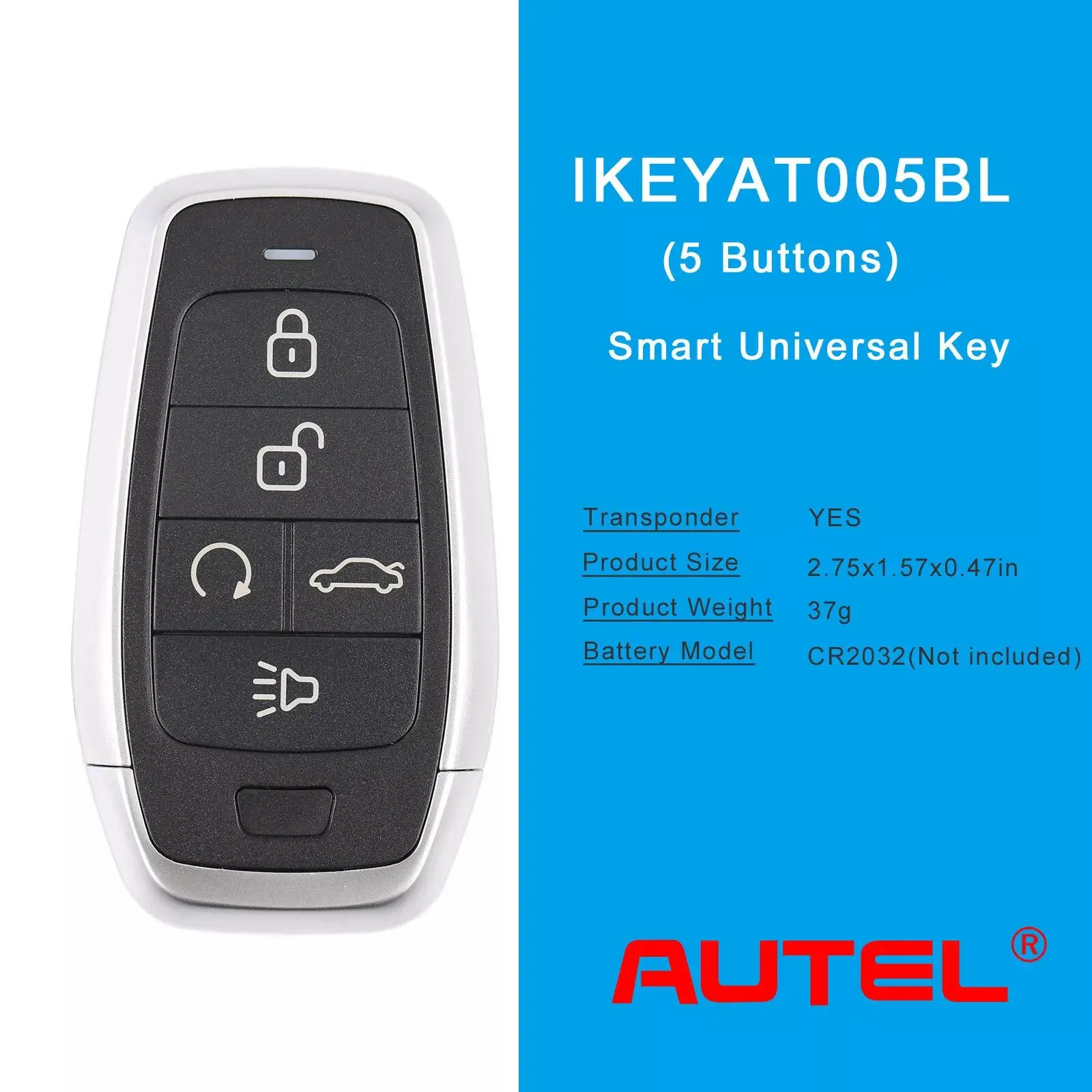 1ชิ้น autel AT005BL iKey มาตรฐานสไตล์ IKEYAT005BL 5ปุ่มสากลสมาร์ทคีย์สำหรับ autel สมาร์ทคีย์สำหรับ KM100 IM508 IM608