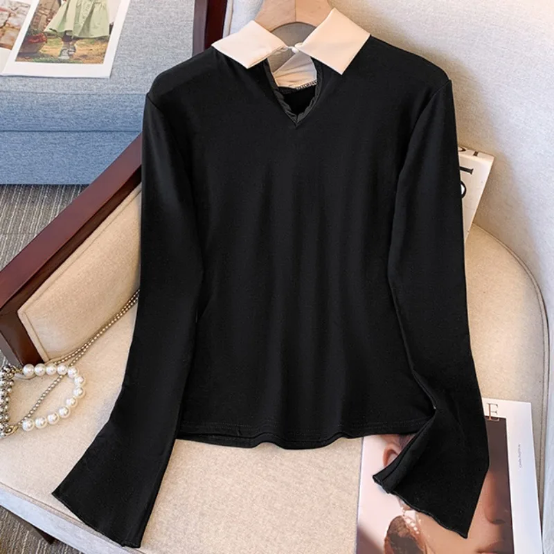 OCEANLOVE Autumn Winter Fleece Women Shirts&blouses Korean Fashion Sweet Blusas Mujer Elegant Simple Chic Big Bow Camisas