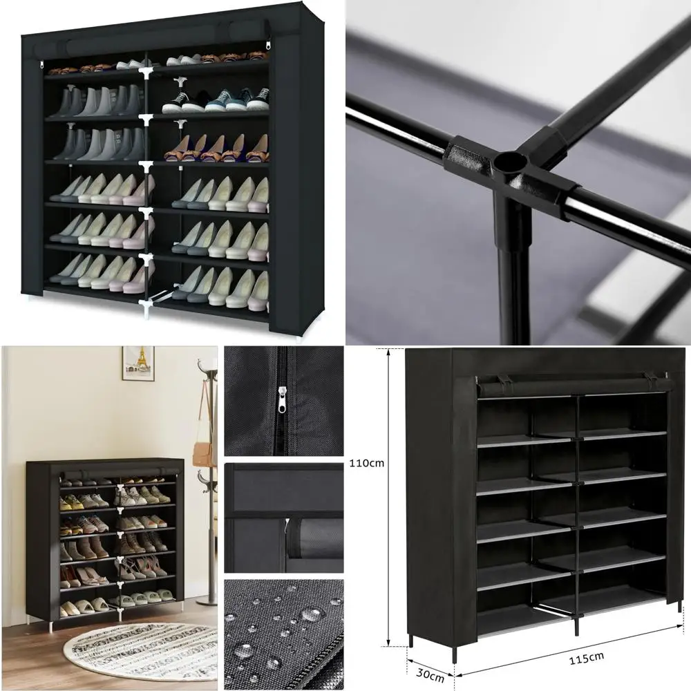 

Multi-Tier Fabric Shoe Storage Cabinet, Living Room & Hallway Organizer for 36 Pairs of Shoes