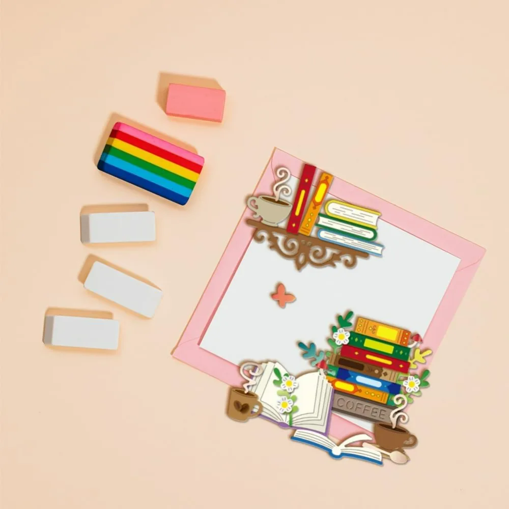 Books Flowers Cutting Dies for DIY Scrapbooking Metal Coffee Cut Dies Die Cuts for Card Making Embossing Photo Album Craft Decor
