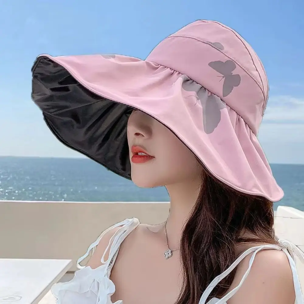 자외선 차단 대형 바이저 썬햇 빈 상단 접이식 여름 햇빛 가리개 통기성 편안한 착용감 자외선 차단 버킷햇 여행용