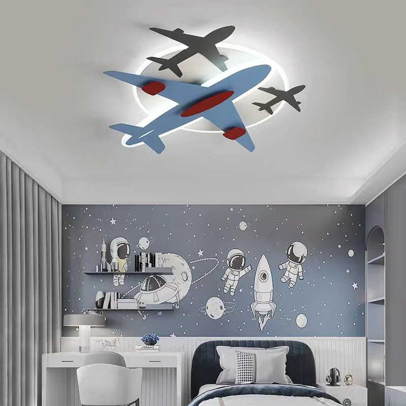 Imagem -03 - Modern Airplane Led Teto Lamps For Childrens Room Bedroom Kids Baby Boy Room Decor Cartoon Lustre Aircraft Chandelier Lights