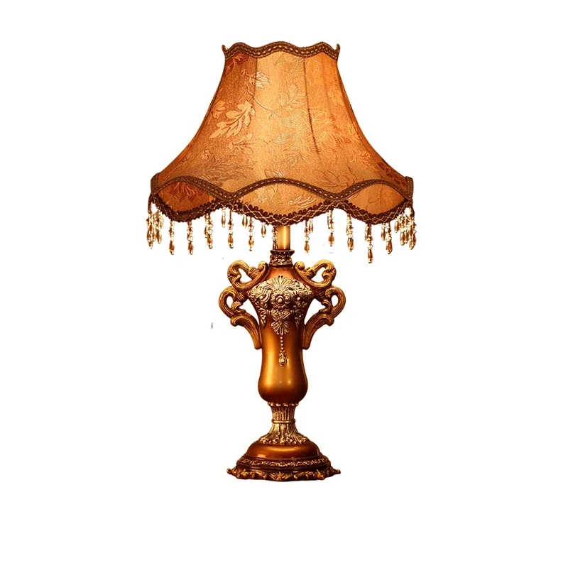 

European bedside lamp, American bedroom living room lamp, neoclassical art fabric wedding decoration gift desk lamp