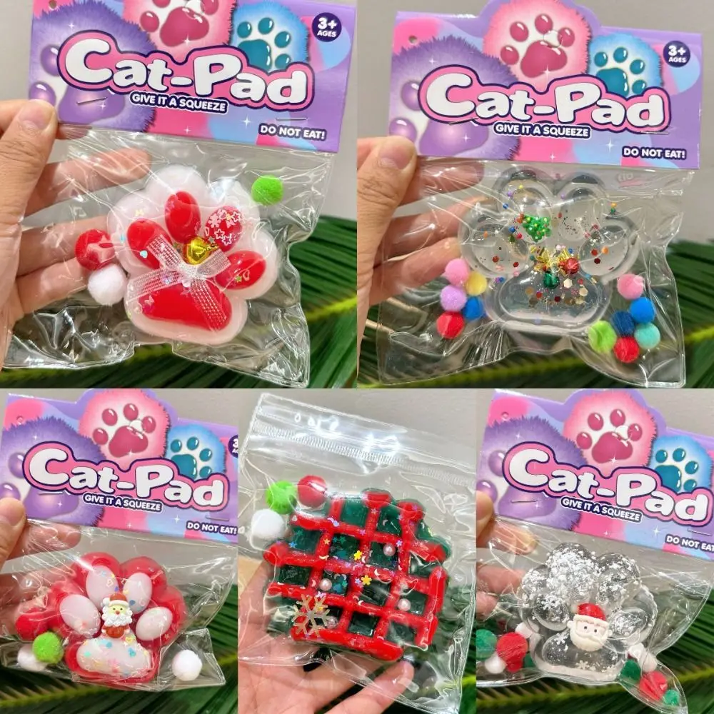 Lindos juguetes transparentes para apretar con forma de pata de gato, juguetes navideños de descompresión con ventilación suave, juguetes para aliviar el estrés de silicona TPR, regalos