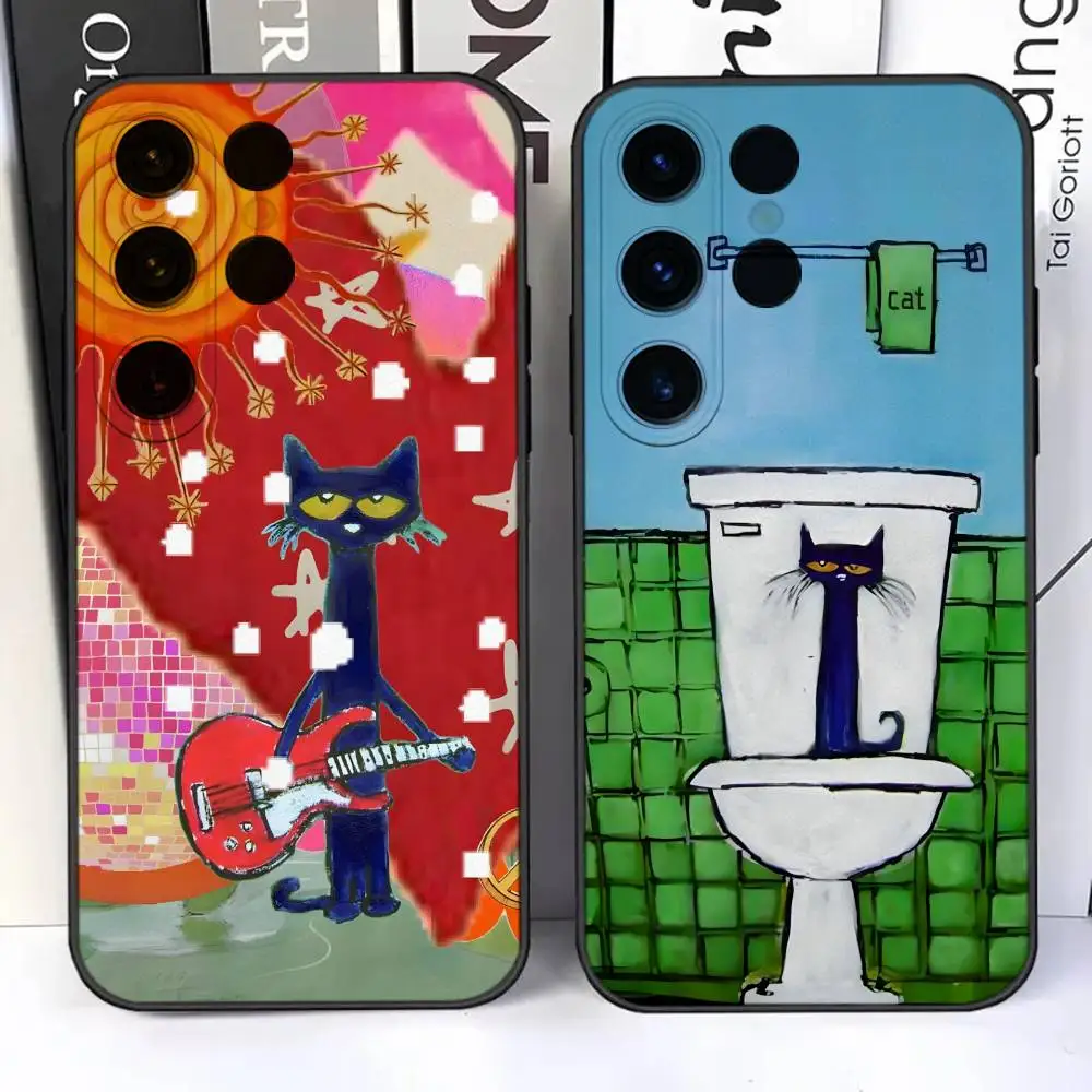 

Pete Cat Blue Phone Case For Samsung S25,S24,Ultra,S20,S30,Plus,S22,S23,Ultra,Plus,5G Soft Black