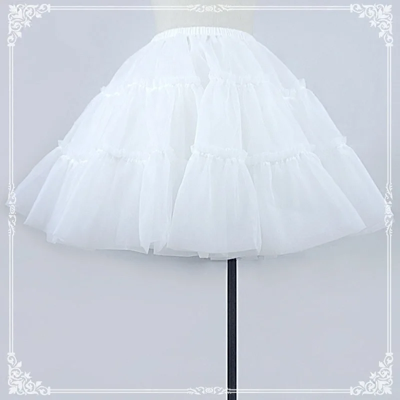 Lolita Witte Gaas Rok Zacht Gaas Zonder Been Dagelijkse Rok Trouwjurk Petticoat Halve Rok Cosplay Gezwollen Rok