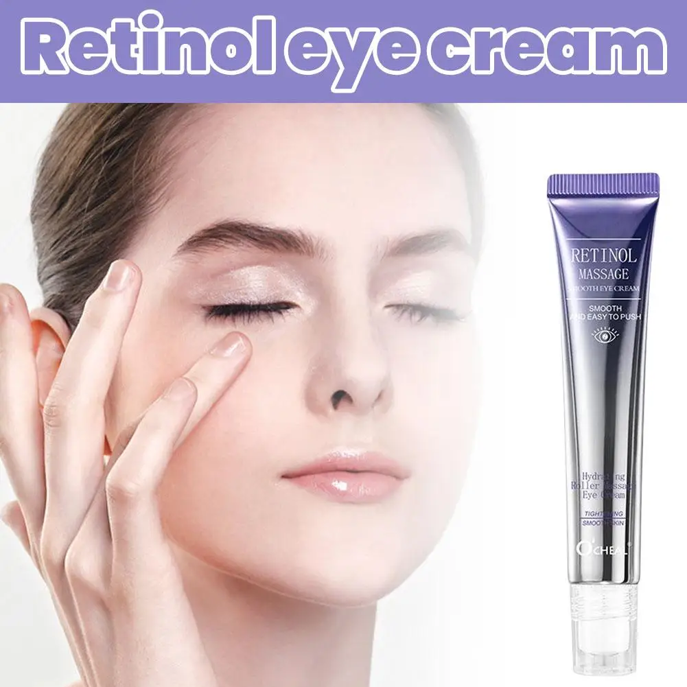 Retinol eye cream rolling ball massage eye moisturizing hydrating nourishing eye essence reducing eye wrinkles bags eye skincare