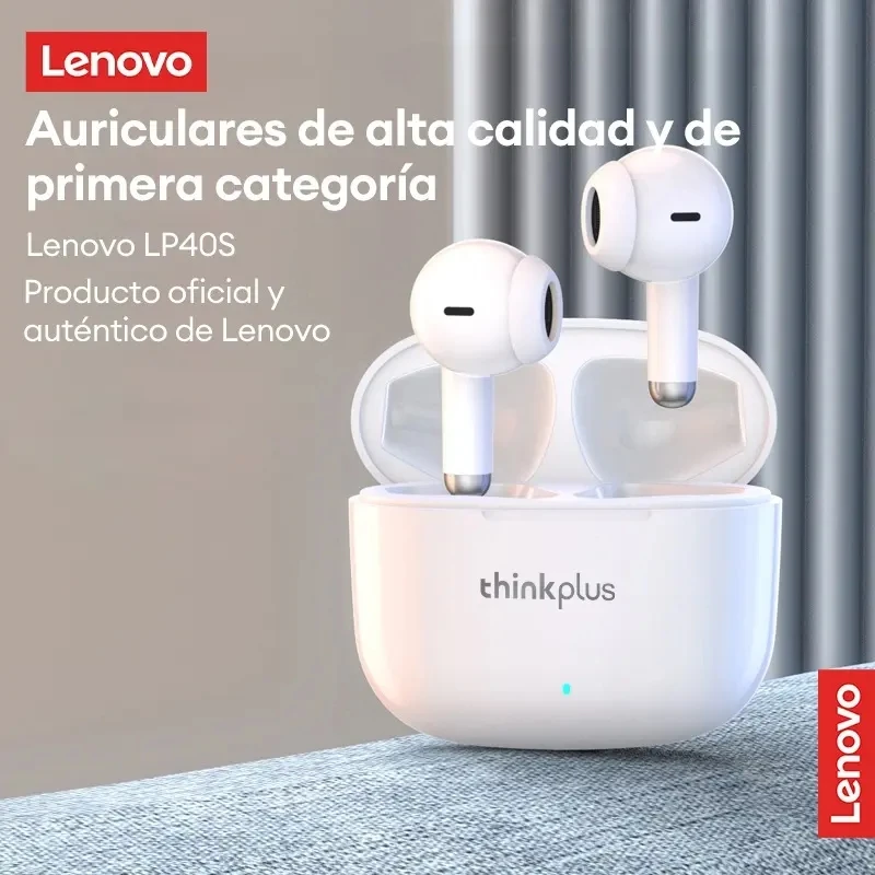 Écouteurs sans fil Lenovo LivePods LP40 PRO TWS Bluetooth 5.3, haut-parleur HiFi 10 mm, faible latence 60 ms, contrôle tactile, étanchéité IPX4, 20H d'autonomie