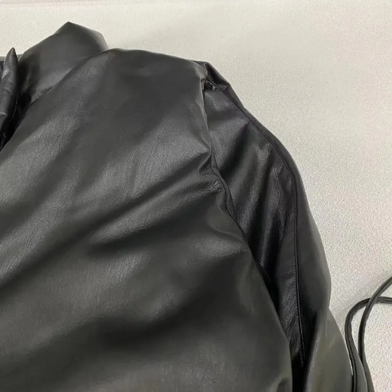 Winter Coat Women New Designer Style Simple Two-piece Lace-up PU Down Vest