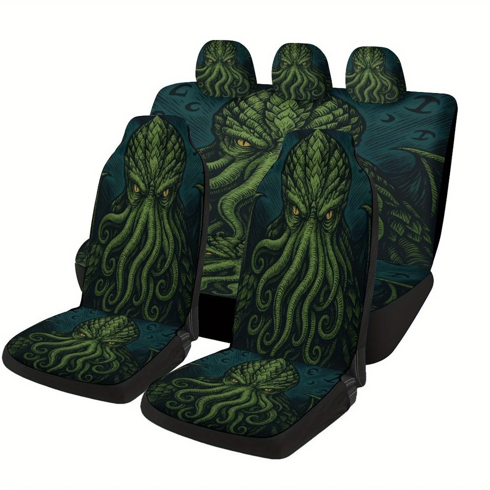 

Car Seat Cover Set Featuring A Cthulhu Design, Suitable For Various Vehicles. Stylish And Custom-Made, These High-Quality Covers