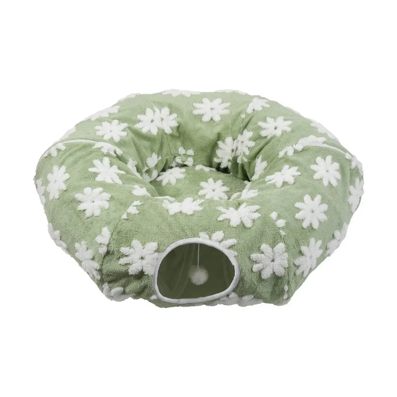 Green chrysanthemum tunnel nest autumn and winter warm cat pet nest removable