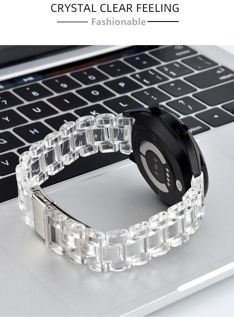 Clear Resin Strap 20mm 22mm for Samsung Galaxy Watch 3 45 41mm/Gear S2 S3 Transparent Sport Band for Huawei GT3/Pro Bracelet