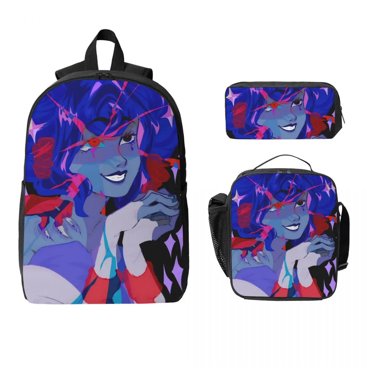 3Pcs K-Knights Of Guinevere Theme Backpack Set for Girls Boys Pen Bags Bookbag Sets with Lunch Box For School Students Daypack