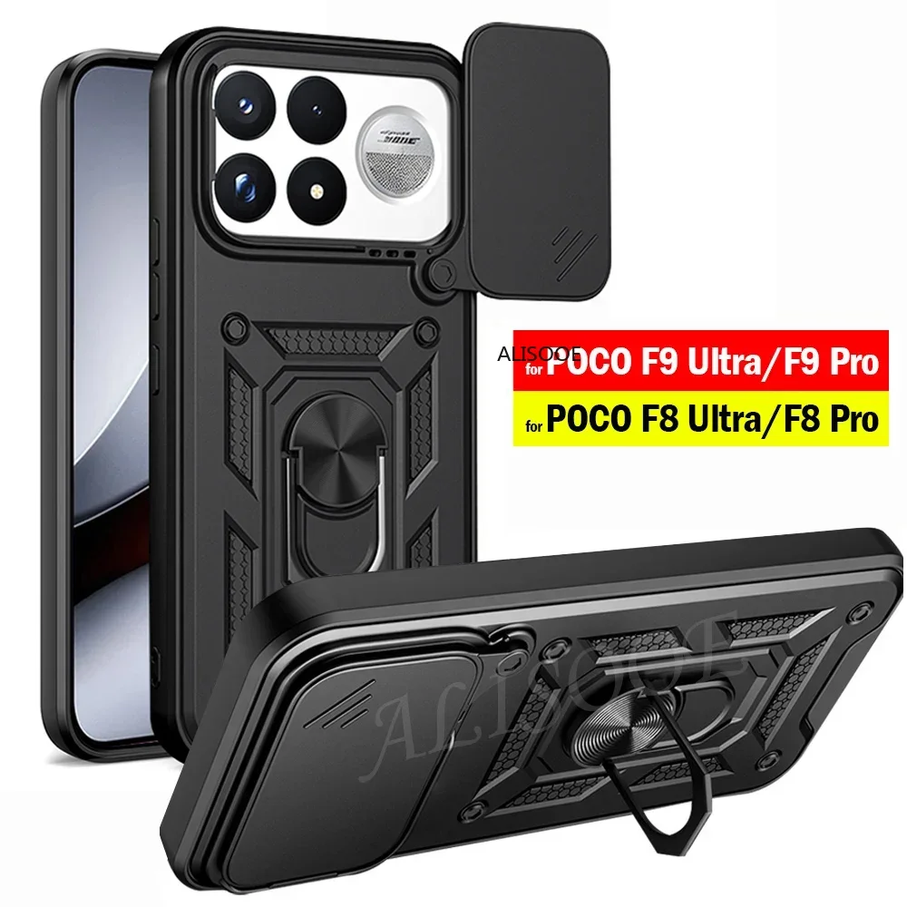Schutzhülle für POCO F9 Ultra F9 Pro F8 Ultra, Schiebe-Kamera-Ring-Ständer, Vollschutz, stoßfeste Handyhülle Capa Funda – Detail 1