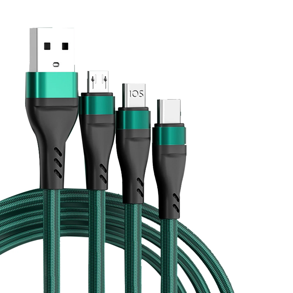 100W 6A 1.2M Multi Charger Cable Multiple Charge Wire Fast Charging USB Cord Braided Cable For Android IPhone Type C Devices