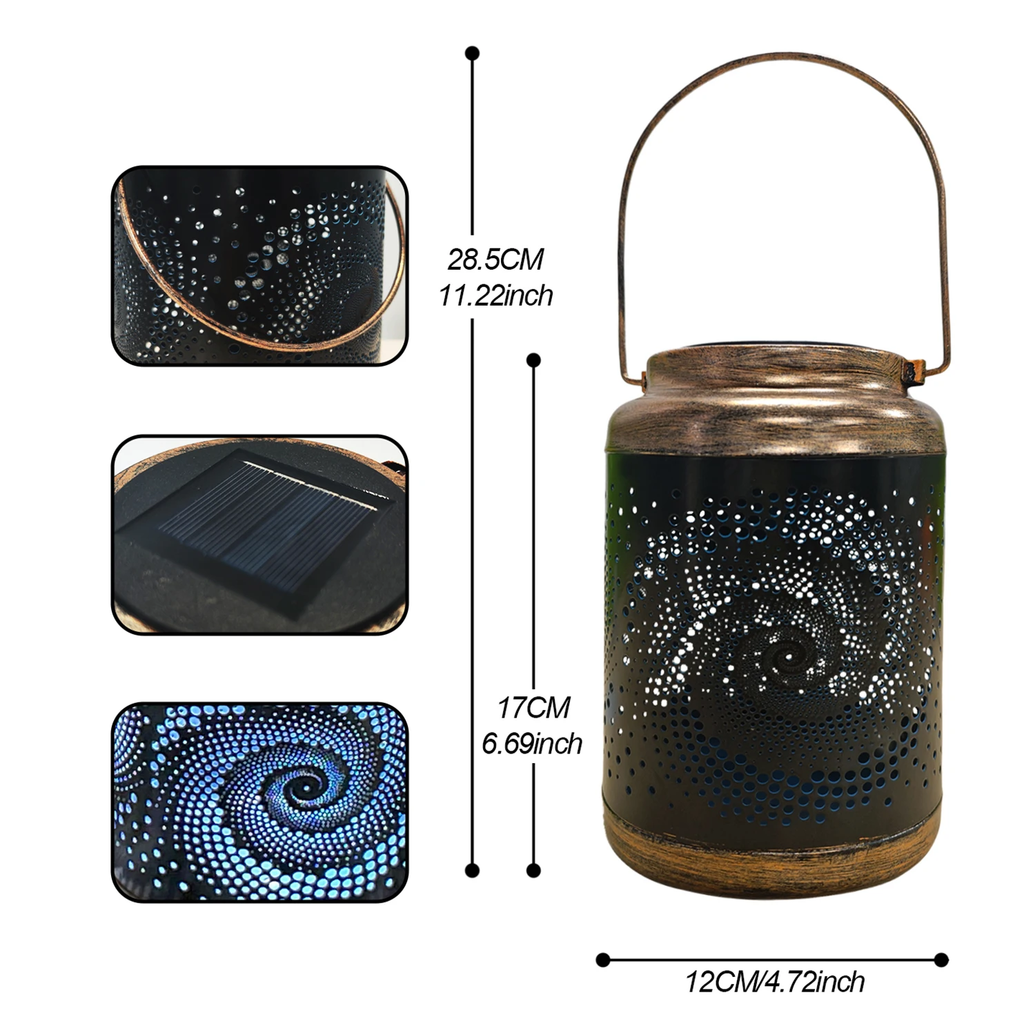 GEFENSI 1pc 3D Solar Outdoor Snail Hanging Lamp, Hanging Night Light, Creative Iron Garden Lamp, Outdoor Hanging Lantern Light