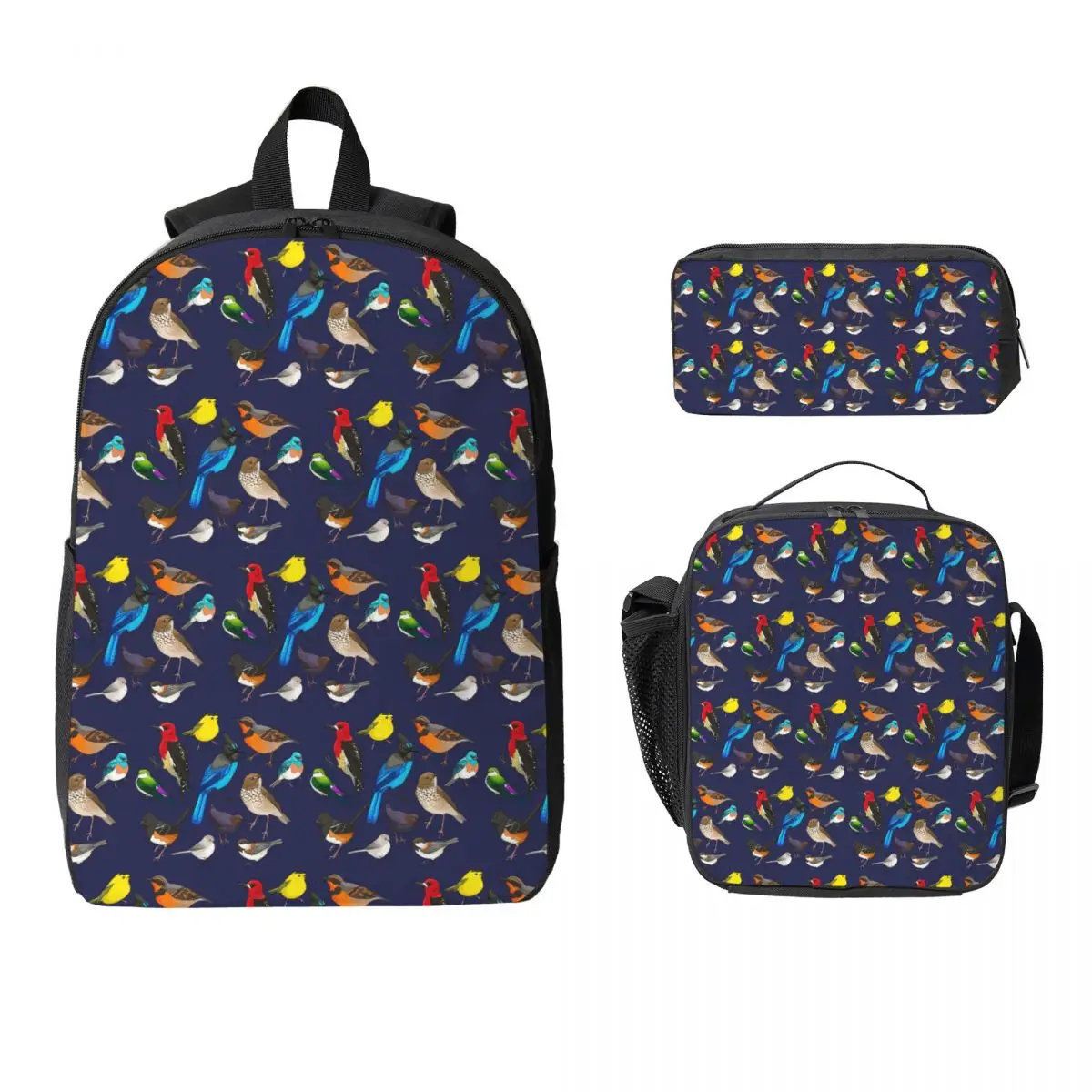 

PNW Birds Backpack Student Boys Girls BookBag School Bag Computer Shoulder Bags 3ps Insulated Lunch Bag Pencil Case