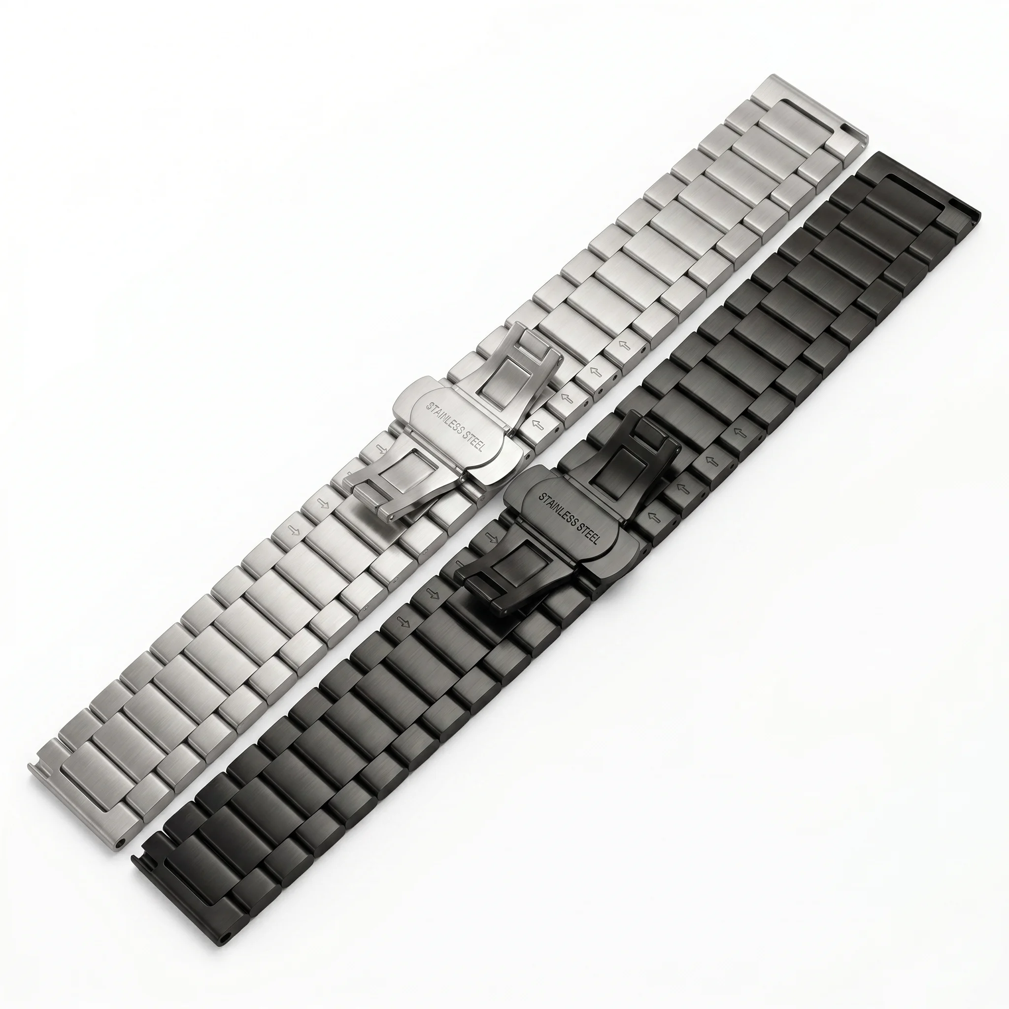 Solid Stainless Steel Watch Band 16mm 18mm 20mm 22mm Quick Release Silver Black Brushed Metal Bracelet Strap