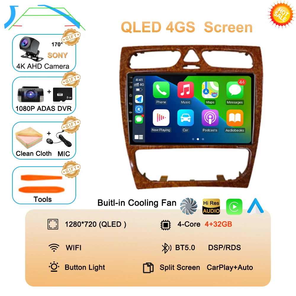 Android 16 autoradio multimediasysteem voor Mercedes Benz W203 Vito W639 Vaneo CLK W209 W210 CarPlay navigatie GPS 4G BT