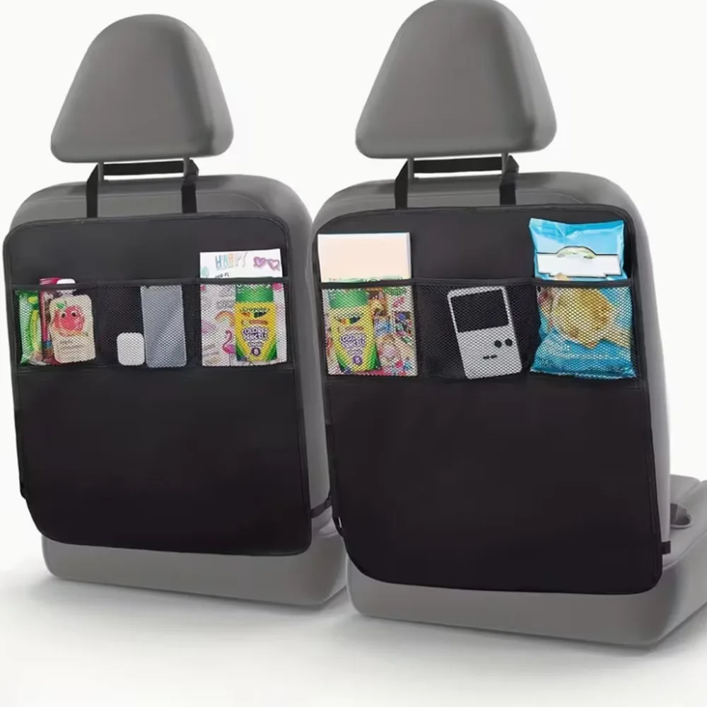 

Oxford Fabric Car Seat Kick Mats with Hanging Pockets - Durable, Easy-Clean Backseat Organizer for Rear Seats, Front Seats, and