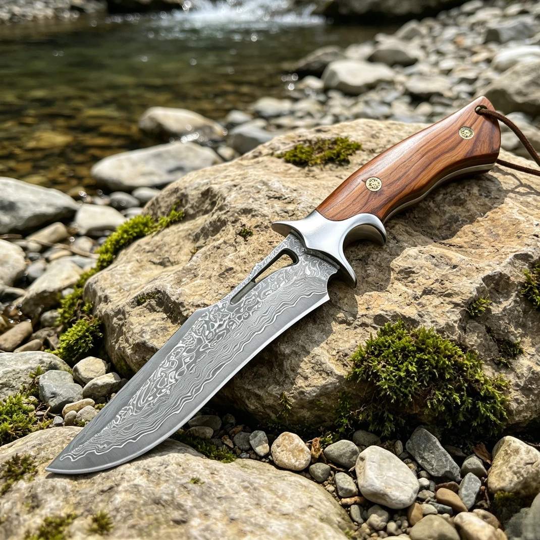 

High Hardness VG10 Damascus Blade Red Sandalwood Outdoor Wilderness Survival Knife Camping EDC Tool Portable Knives