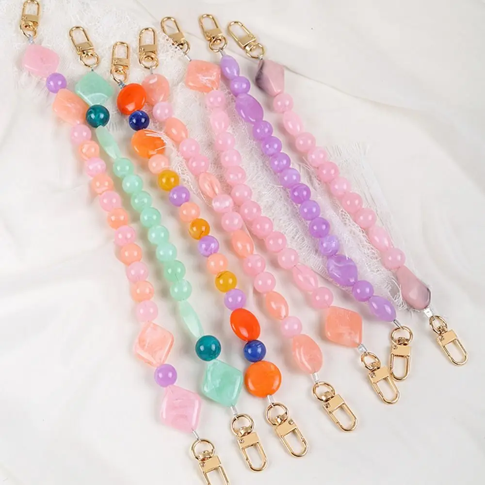 Colorful Handbag Chain DIY Stone Bead Replaceable Purse Bag Belt Resin Extension Bead Chain Phone Case Accessories