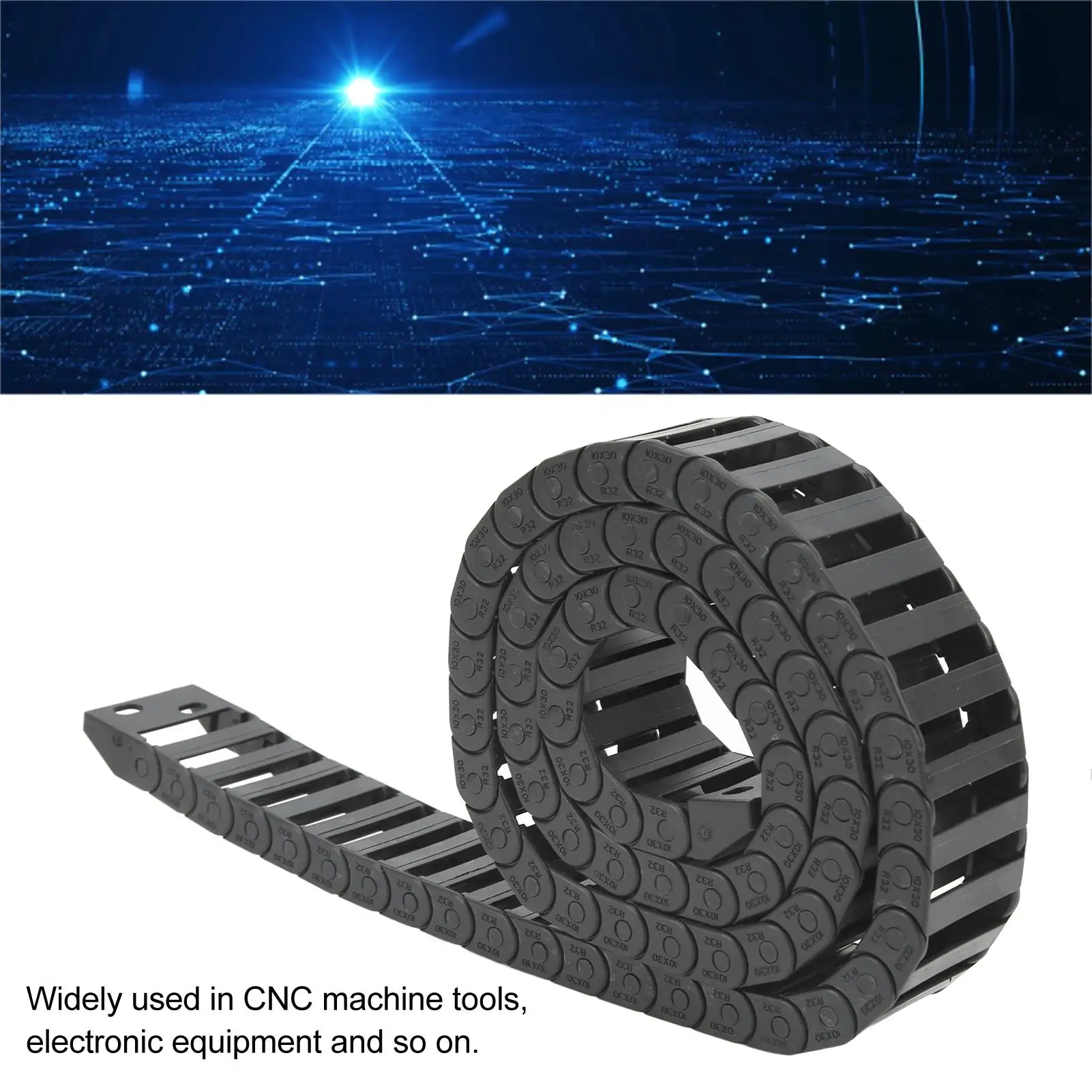 for cnc Cable Drag Chain Wire Carrier 10x30mm Internal Size 1m Length with End Connector Durable and Flexible Nylon Design