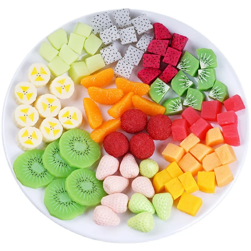 Simulation Fruit Slices Fake Fruits Artificial Apple Lemon Mango Watermelon Model Props Party Kitchen Home Decor 10pc/lot