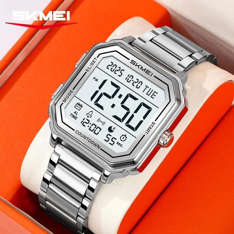 SKMEI 2559 Sport EL Light Casual Watch for Man Chronograph Countdown Stopwatch Digital Wristwatch 2Time Fashion Mens Clock
