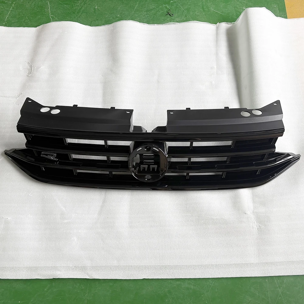 شواية سيارة لسيارة 2022+ Volkswagen Tiguan L ABS كروم أسود المصد الأمامي للسيارة شبكة مصبغة سباق الشوايات