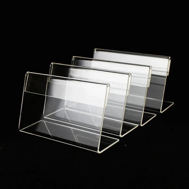 L-Shaped Acrylic Mini Label Holder Table Logo Display Stand Name Price Card Retail Bread Buffet Acrylic Transparent Price Card