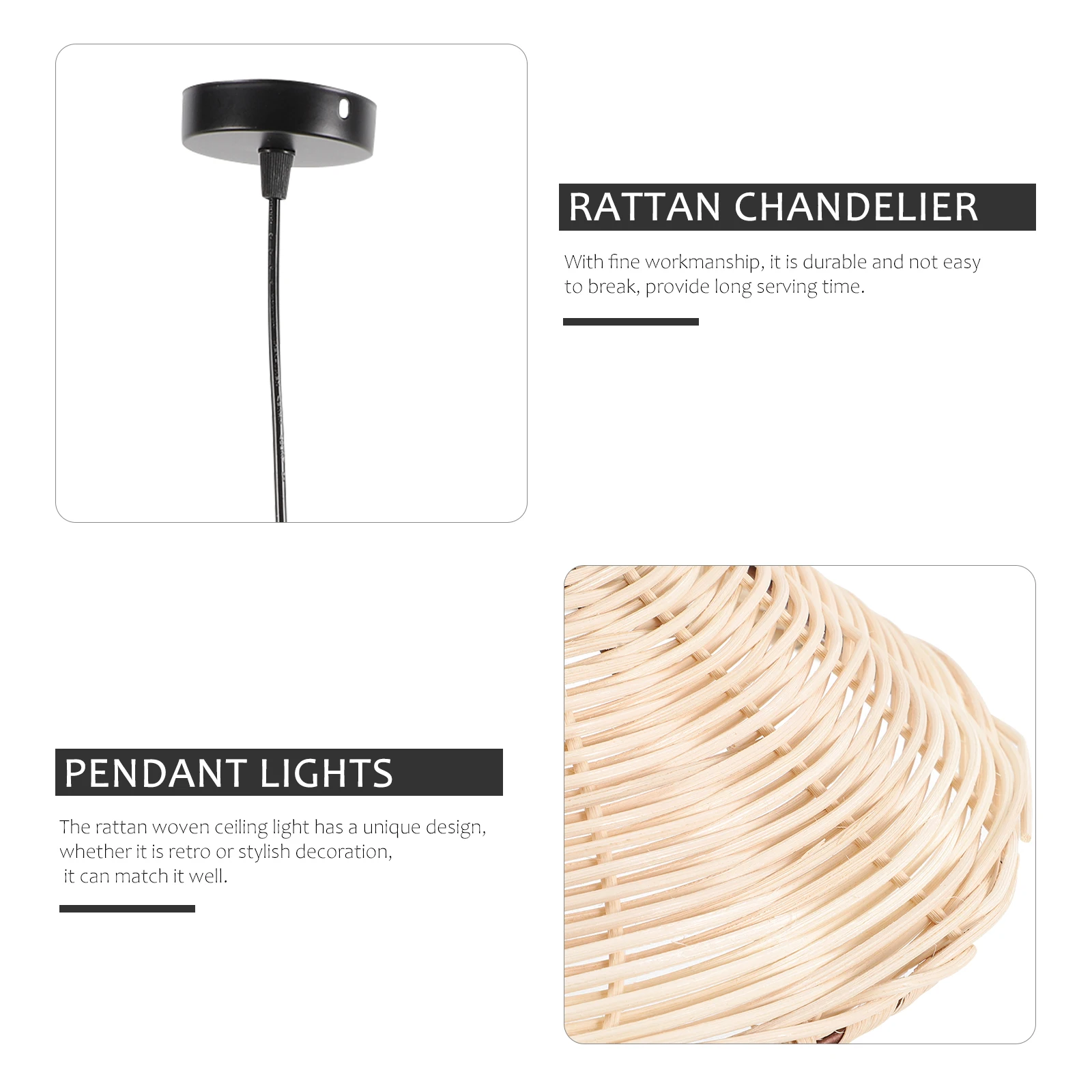 Lampa wisząca sufitowa z rattanu, lampy wiszące, nordyckie oprawy oświetleniowe, dekoracyjne gałązki, klasyczny design zen, bezpieczna i trwała.