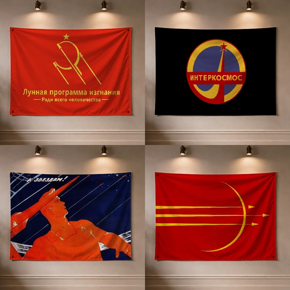 Soviet Interkosmos Soviet space program Outdoor Flag for Home Camping Party Club Decor Garden Yard Wall Hanging Banner