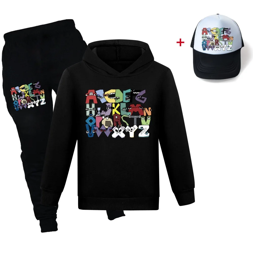 

2023 Spring Autumn Alphabet Lore Tracksuits Children Clothing Sets Kids Sport Suits Boys Girl Hoodies Tops+Pants+cap 3pcs Set
