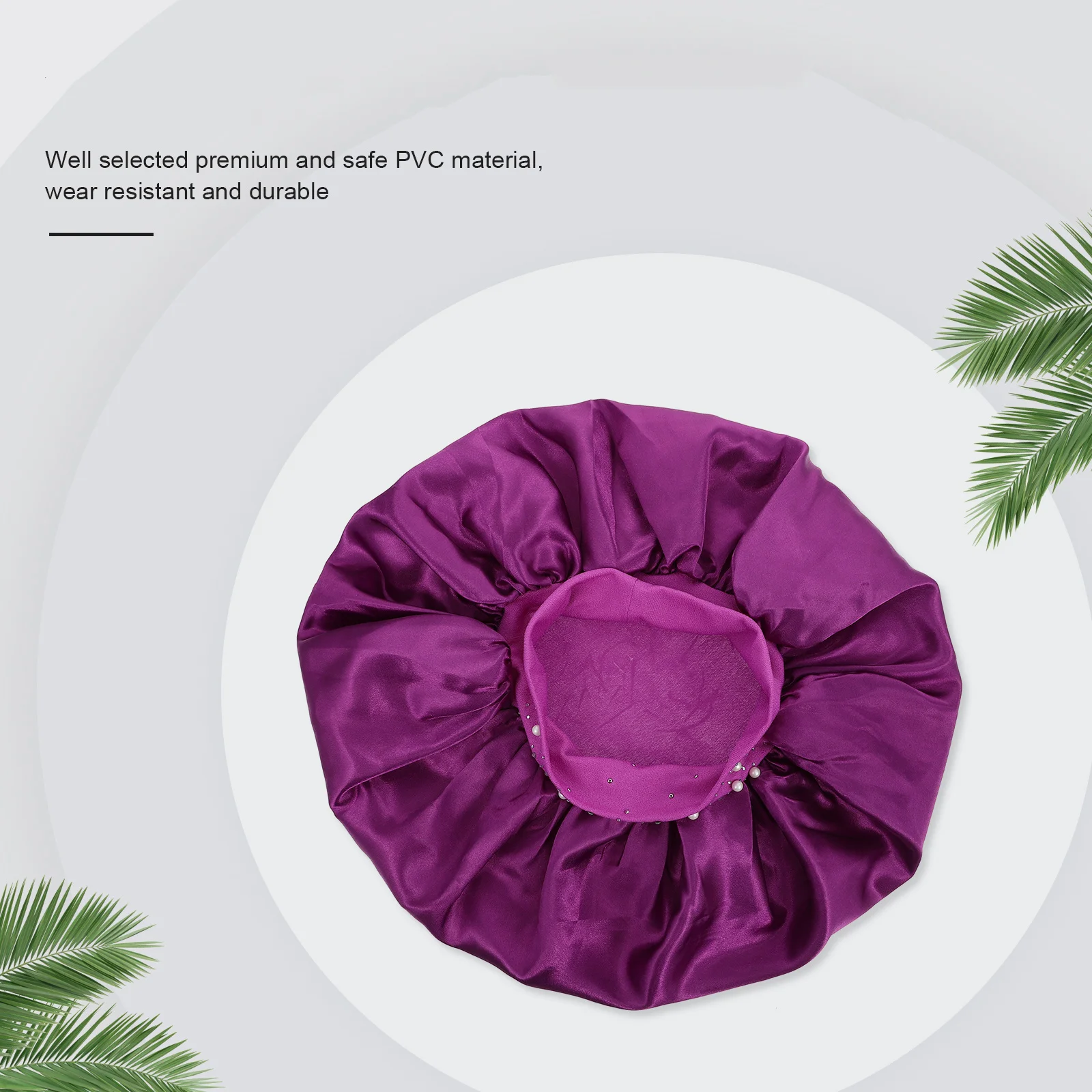 

2Pcs Simulated Silk Shower Caps Waterproof Bathing Hats Elastic Hair Travel Foldable Lightweight Polyester for Women