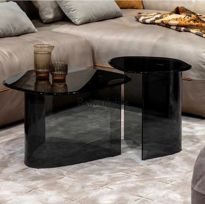 Cool Style Italian Minimalist Nordic Tempered Glass Tea Table