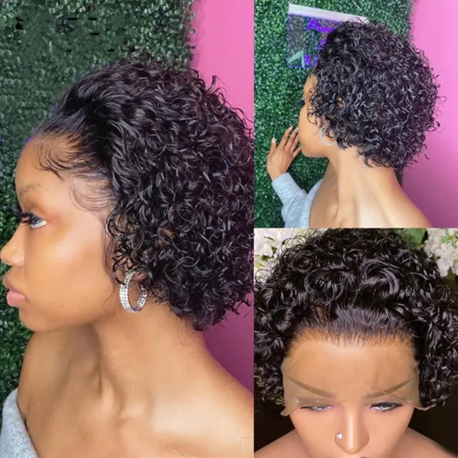 Lindas perucas de cabelo humano encaracolado de cor natural – perfeitas para mulheres que amamem a planar suas fechaduras deslumbrantes em cada ocasião