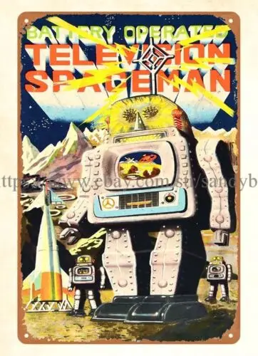 office wall decor JAPANESE TELEVISION SPACE MAN childhood toy metal tin sign sign