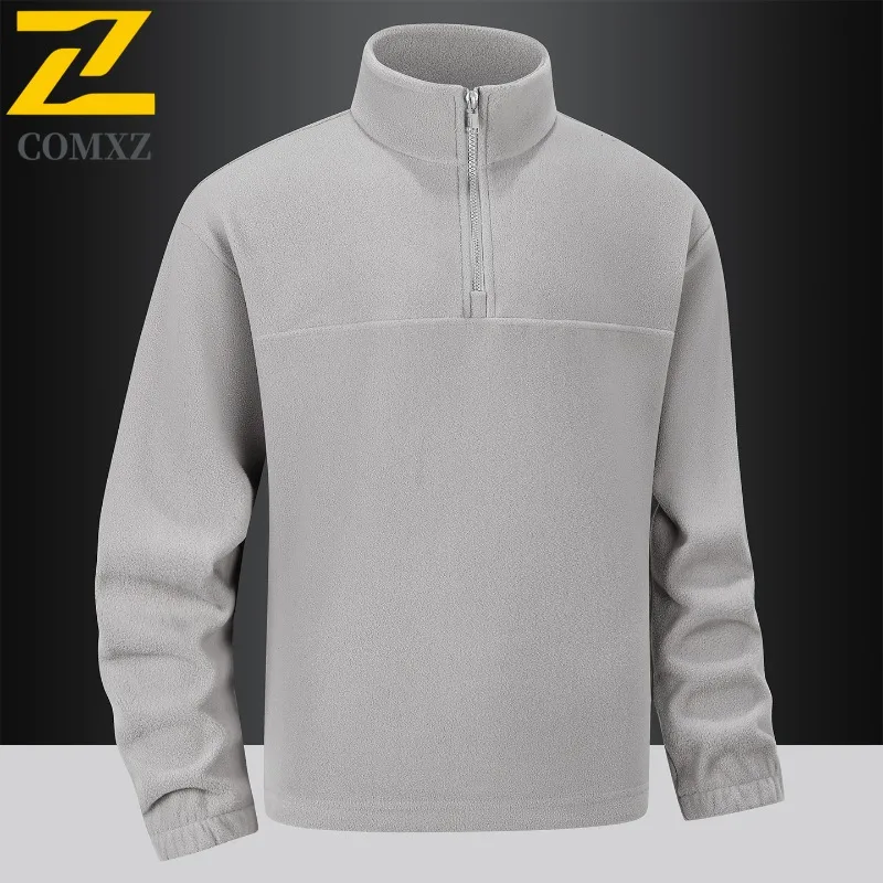 

COMXZ Мужская уличная куртка на флисовой подкладке, утолщенное дорожное ветрозащитное пальто, однотонное дизайнерское легкое зимнее пальто с воротником-стойкой