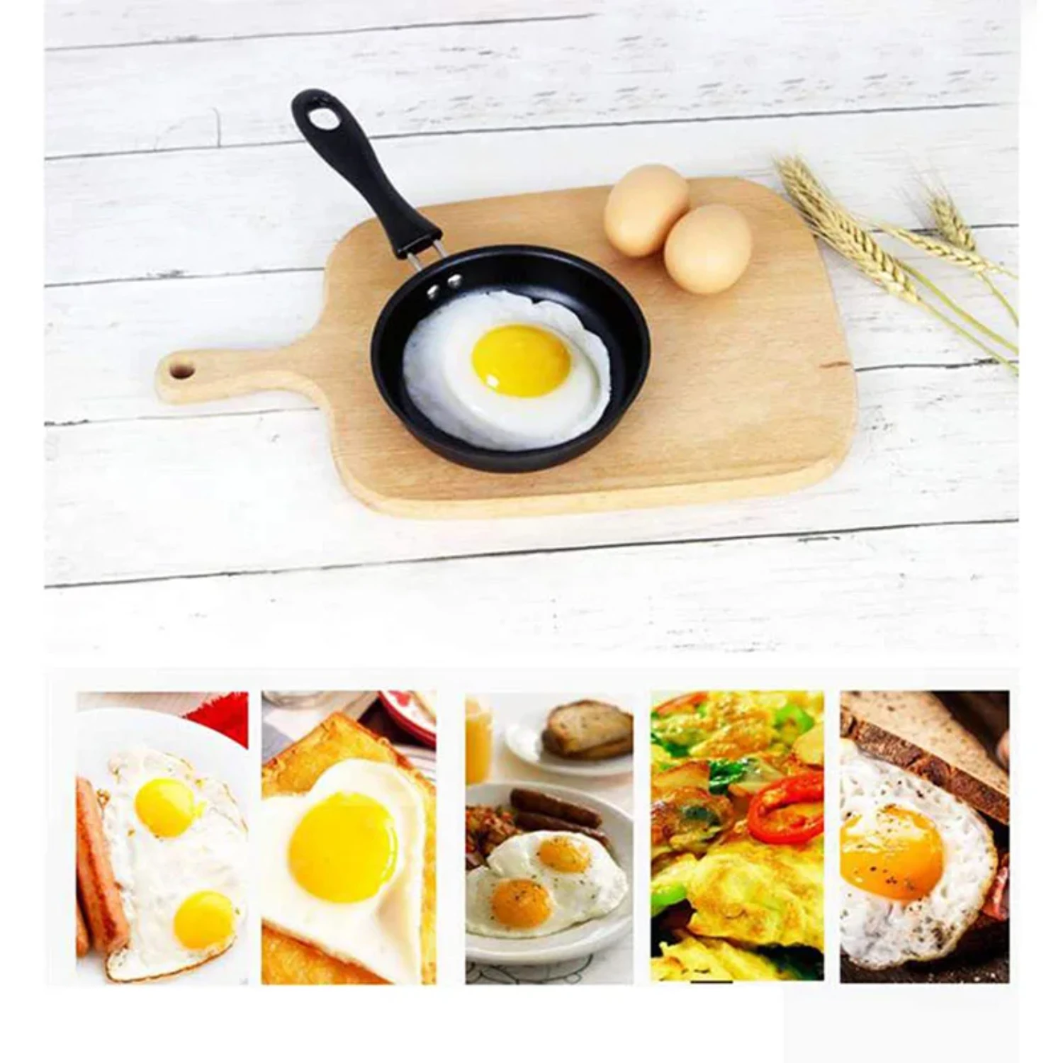 Compact Mini Poached Egg Frying Pan - Small Household Kitchen Cooker with Anti-Scald Handle - Nonstick Iron Skillet Cookware 12c