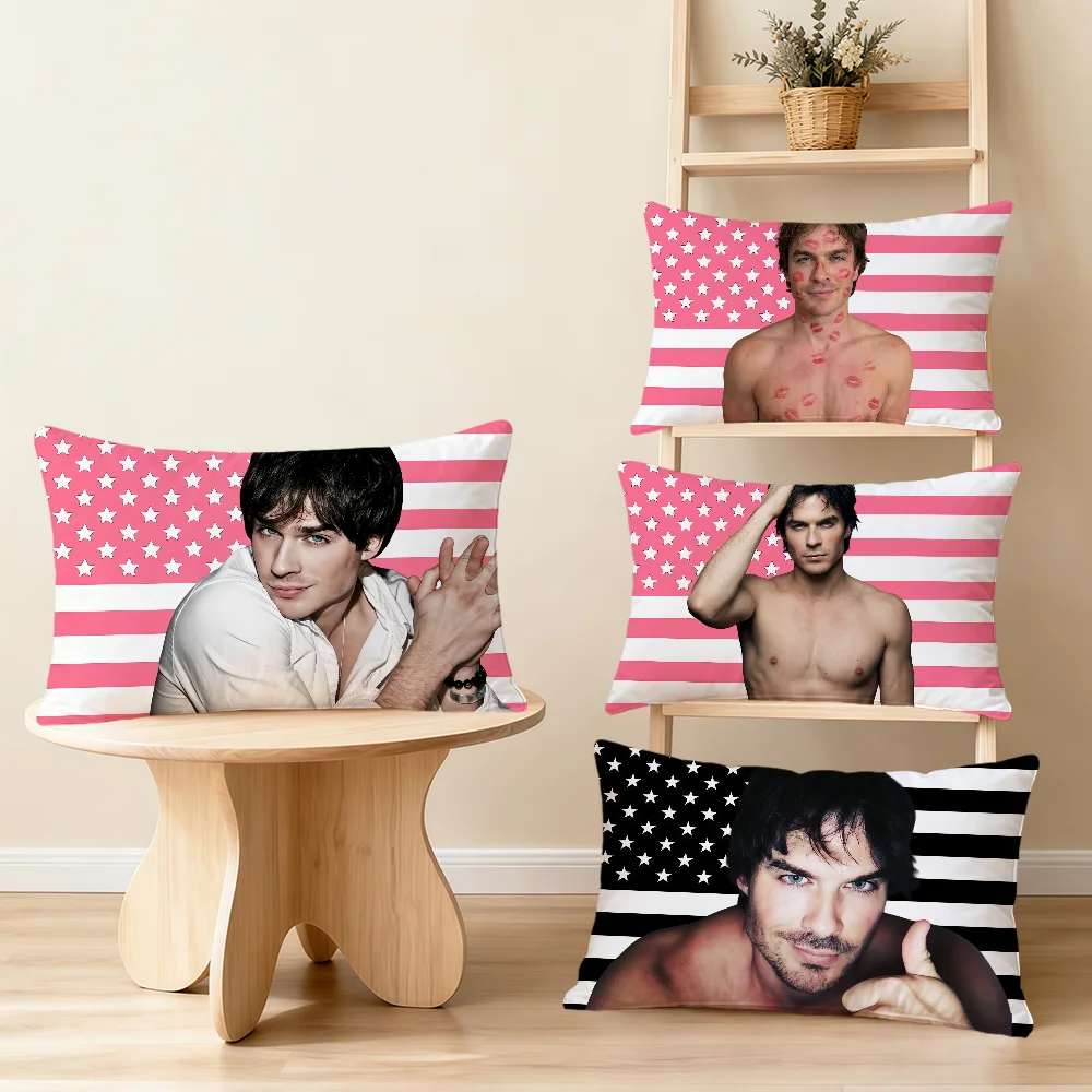 Actor D-damon Salvatore Fanart Pink Fun Meme Cushion Cover Rectangle Pillow Cover Home Sofa Living Room Hogar Decor Pillowcase