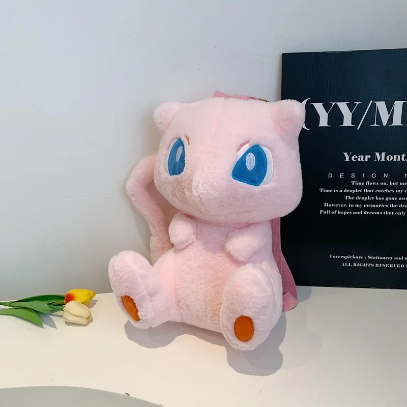 Cartoon Mew Sylveon Plüsch-Rucksack, weiche, flauschige, gefüllte Raichu-Umhängetasche für Studenten, tägliche Reiseaufbewahrung, Dekoration, Fans-Geschenke – Detail 14