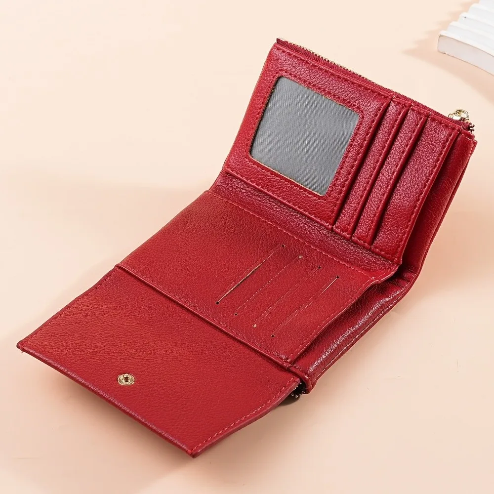 Personalized PU Card Holder Litchi Grain Ultra-Thin Coin Purse creative compact Women Wallet Daily Use