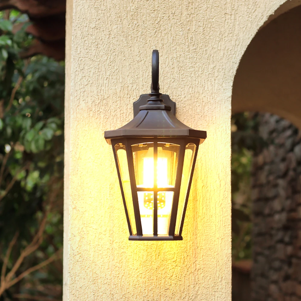 SANDIY Outdoor Porch Light Retro Wall Lamps Waterproof Vintage Led Lighting for House Gate Patio Aisle Exterior Sconce Black
