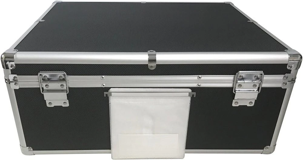 Aluminum CD/DVD Media Hanging Sleeves Storage Box (Black/Holds 600 Discs)