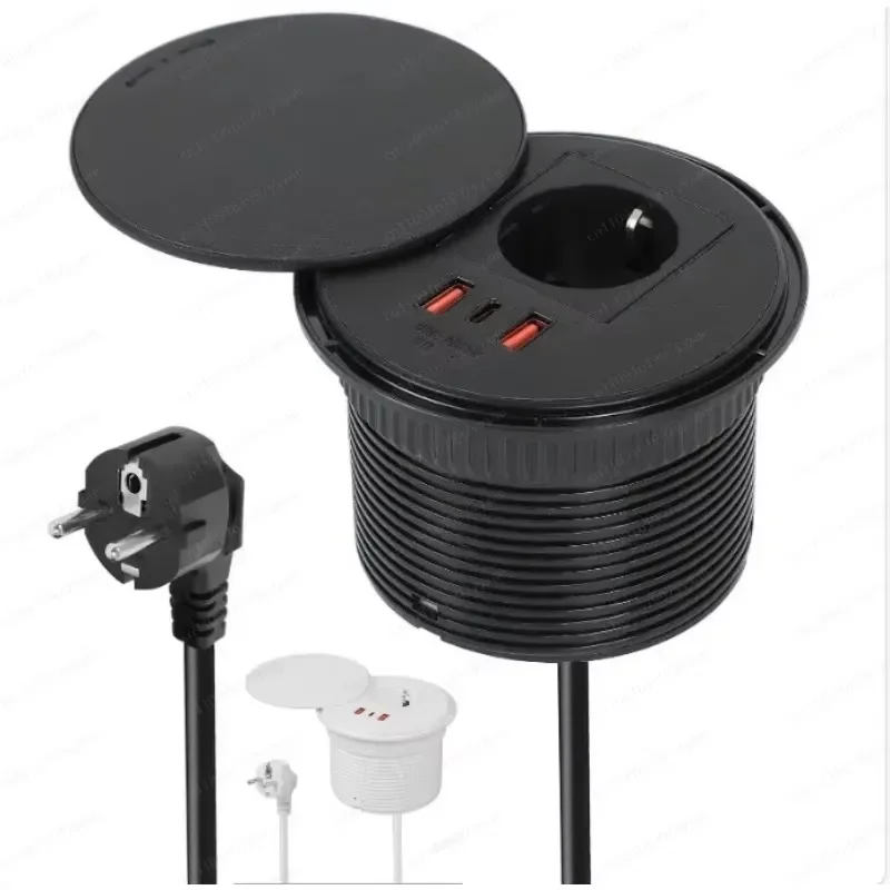 Desktop Embedded Multi Function Power Socket Type C Fast Charging USB Outlet Table Integrated Charger Station for Office Home